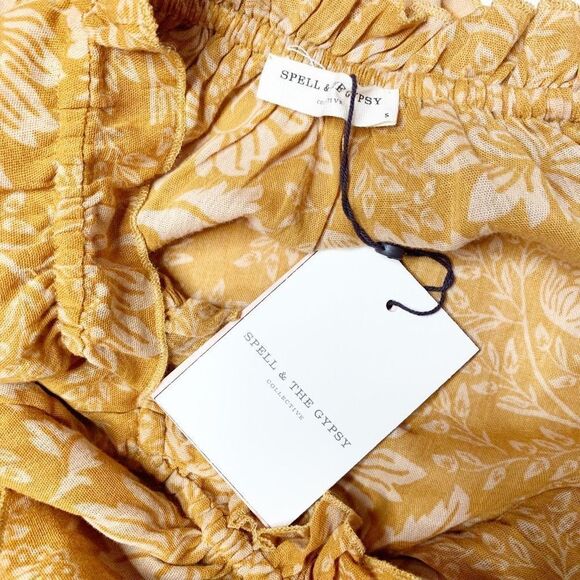 Spell & The Gypsy The Lioness Peasant Top & Wide Leg Pants Set in Caramel Size S - Picture 13 of 14